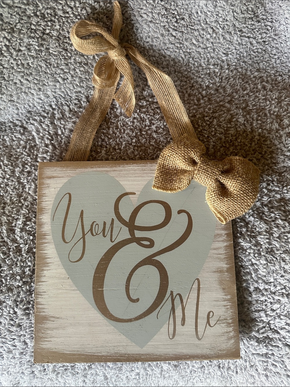 Rustic You & Me Heart Wall Sign in Tan and Cream